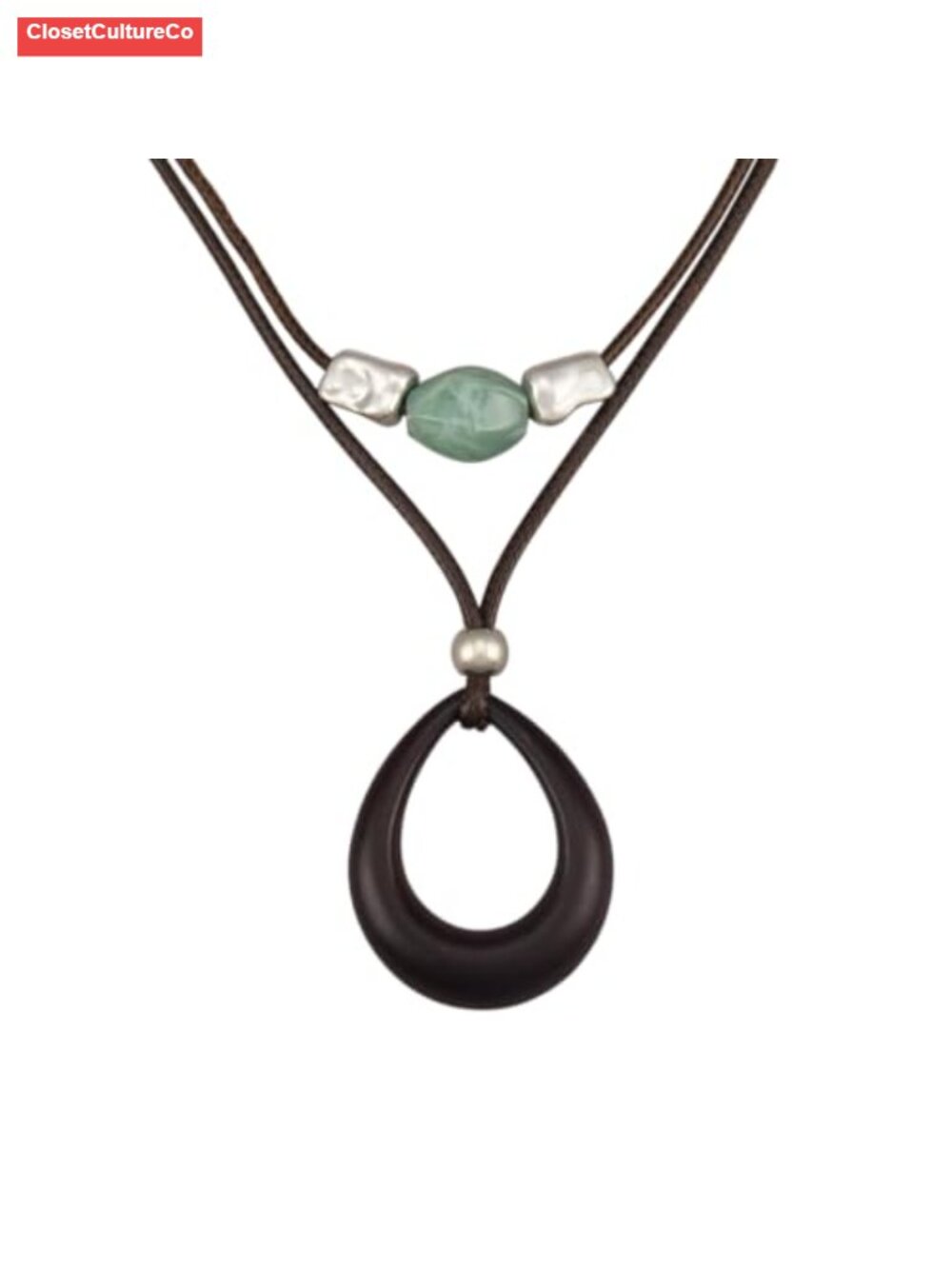 Double Strand Rope Necklace with Open Resin Circle Pendant